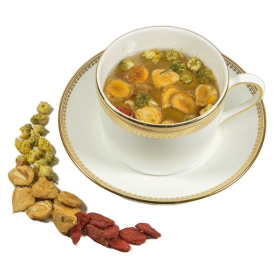 [HT10] Tea with Dried Golden Monk Fruit (Lo Han Guo), Chrysanthemum, Wolfberry 金羅漢果菊花杞子茶